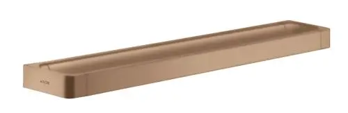 Reling für Badetücher in gebürstetem Rotgold, flache, rechteckige Form mit markantem Design, versehen mit der Marke AXOR.